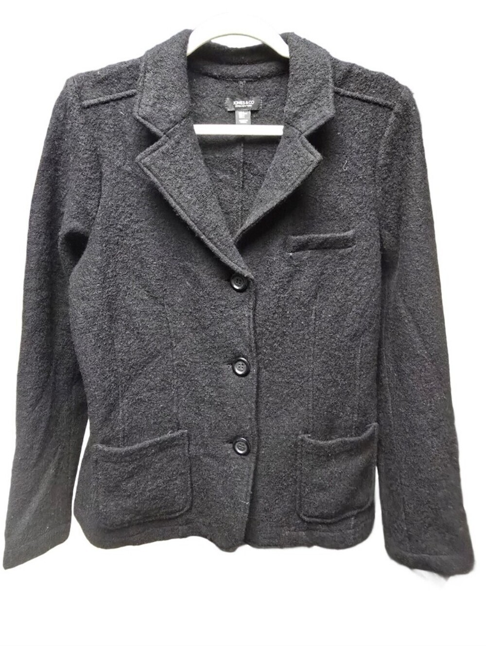 Jones New York Wool Blazer Jacket Women's Size Large Black 3 Button